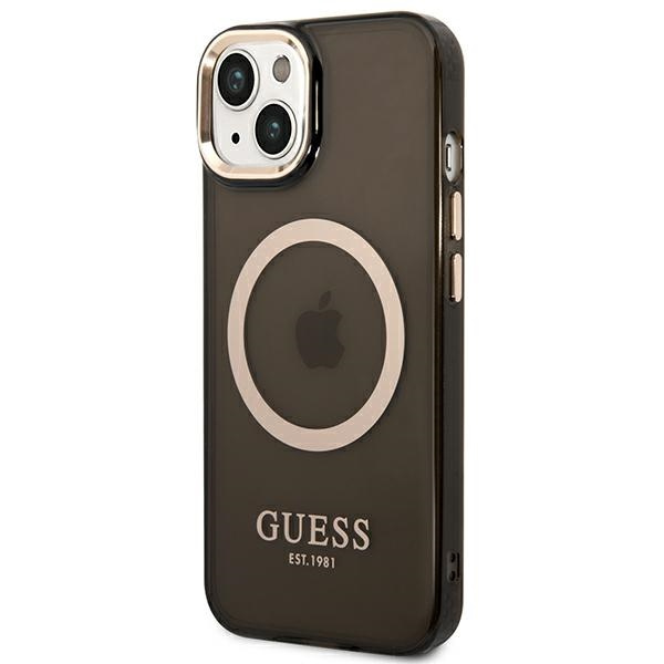 Guess GUHMP14MHTCMK iPhone 14 Plus 6,7" schwarz/schwarz hart case Gold Outline Transluzent MagSafe