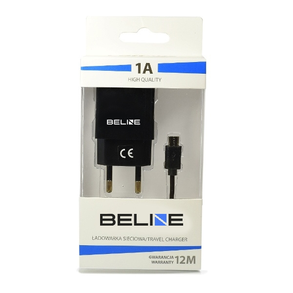 Beline Ład. siec. 1xUSB + microUSB 1Aczarna/black