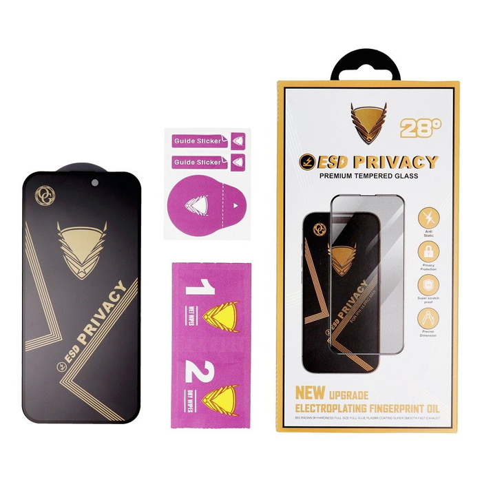 Szkło Hartowane OG Premium Privacy Glass - do Iphone 14 Pro czarny