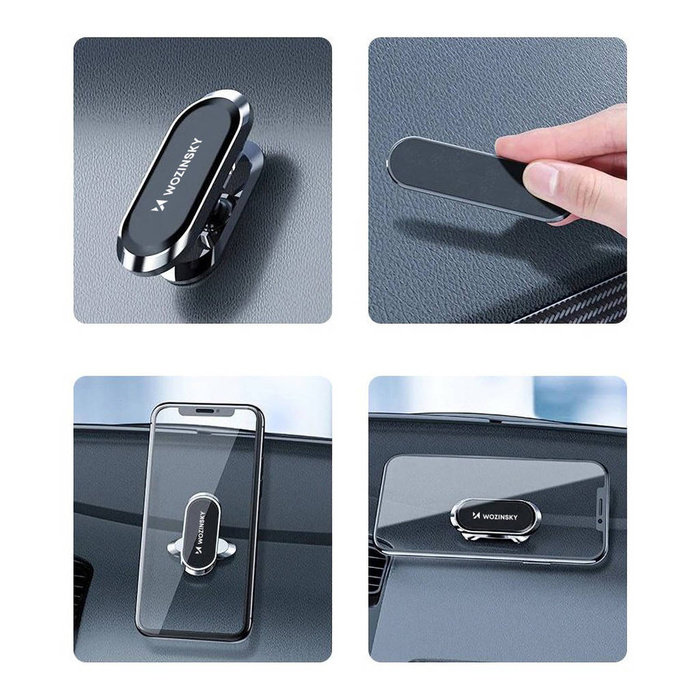Wozinsky support de tableau de bord de voiture magnétique 360 auto-adhésif argent (WMH-06)