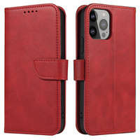 Funda tipo billetera con soporte para iPhone 15 Plus Funda magnética - Rojo