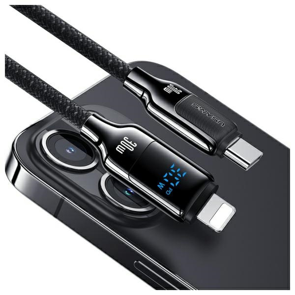 USAMS Kabel USB-C na Lightning 30W 1.2m   Digital Display Zinc Alloy Fast Charging Data Cable HX Series SJ741USB02 (US-SJ741)