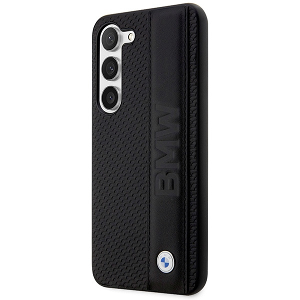 Coque Bmw Bmhcs23s22rdpk S23 S911 Noir/Noircase Cuir texturé et strié Case