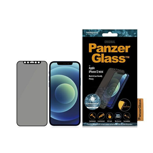 PanzerGlass E2E Super+ iPhone 12 Mini Case Friendly AntiBacterial Microfracture Privacy black/black