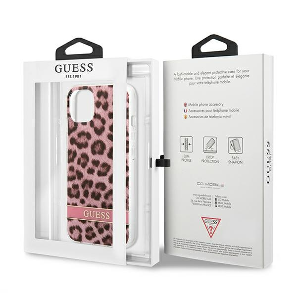 Hülle GUESS Apple iPhone 13 Mini Leopard Rosa Hartcase
