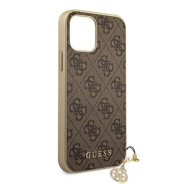 Puzdro GUESS Apple iPhone 12 Pro Max 6.7 4G Charms Collection GUHCP12LGF4GBR Hnedý pevný obal 