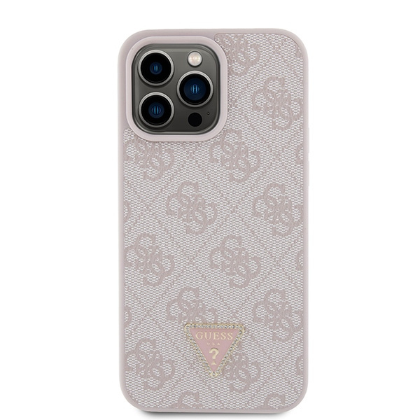 Funda Guess GUHCP15XP4TDPP iPhone 15 Pro Max 6.7" rosa/rosa durocase Piel 4G Diamante Triángulo Case