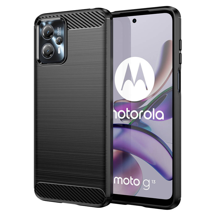 Carbon Case pro Motorola Moto G13 flexibilní silikonový karbonový kryt černý