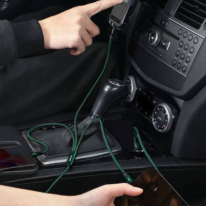 Baseus Rapid 3in1 USB Typ C - USB Typ C / Lightning / Micro USB Kabel 20 W 1,5 m grün (CAMLT-SC06)