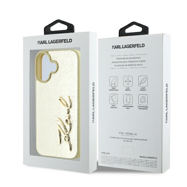 Etui Karl Lagerfeld iPhone 16 6.1" złoty/gold hardcase Metal Signature