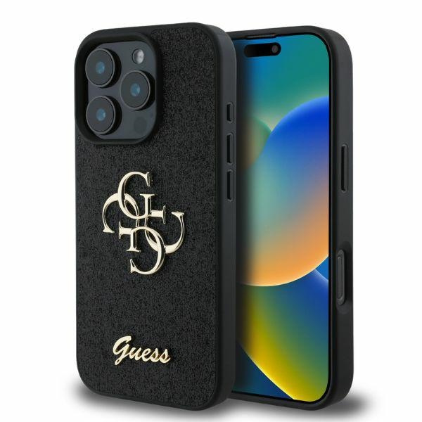 Etui Guess iPhone 16 Pro 6,3" czarny/black HC Fixed Glitter Big 4G