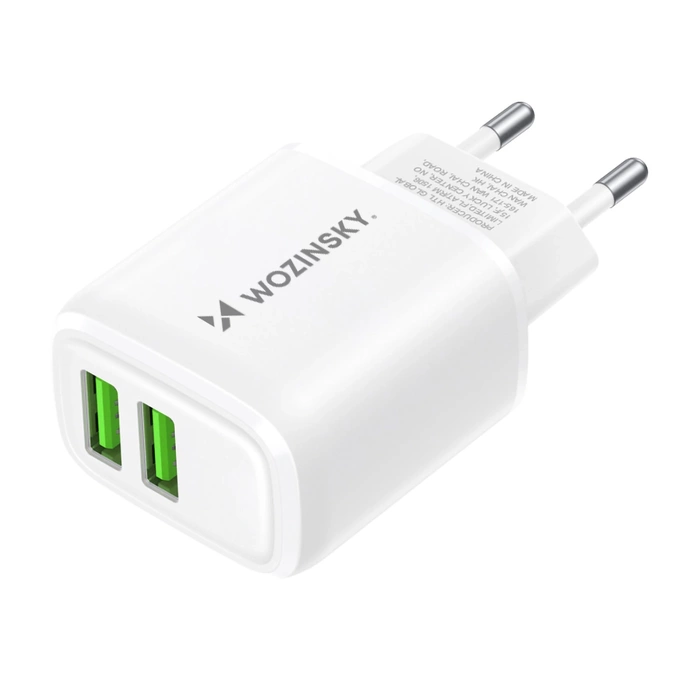 Wozinsky CUWCW 2.4A 2 x USB-A Wandladegerät – Weiß