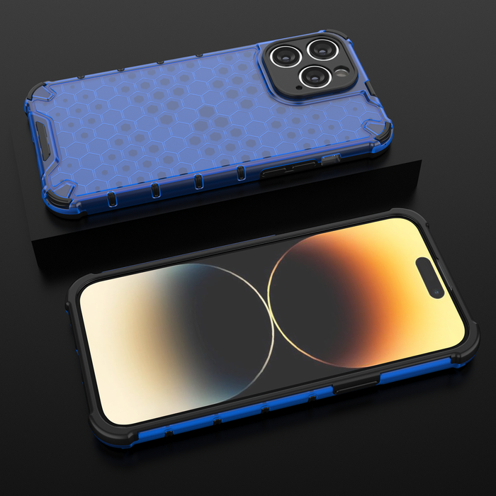 Funda Honeycomb para iPhone 14 Pro Max funda híbrida blindada azul