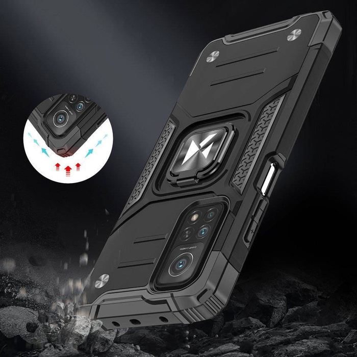 Wozinsky Ring Armor Case Kickstand Tough Rugged Cover pour Samsung Galaxy A03s noir