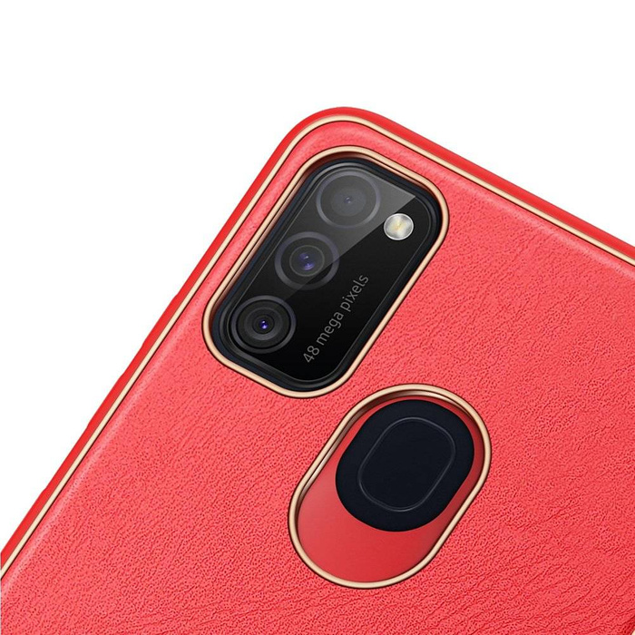 Dux Ducis Yolo elegant case made of soft TPU and PU leather for Samsung Galaxy M30s red