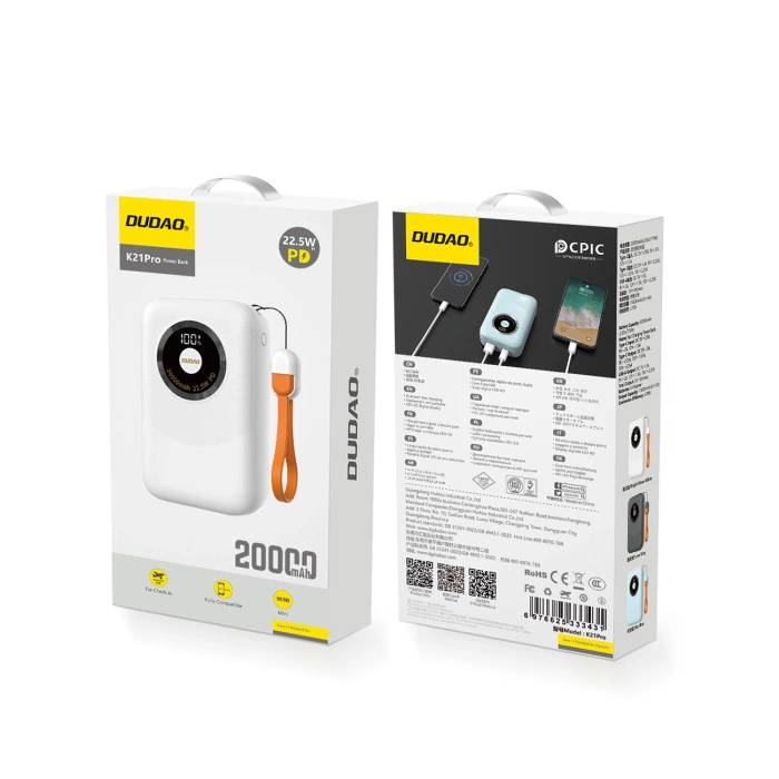 Powerbank Dudao K21Pro Mini 20000mAh 22.5W - white