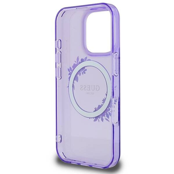 Etui Guess iPhone 16 Pro Max 6.9" fioletowy/purple hardcase IML Flowers Wreath MagSafe