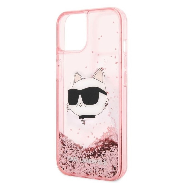 Telefontok Karl Lagerfeld iPhone 14 Plus 6.7" rózsaszín/rózsaszín keménycase Glitter Choupette fej  Choupette fej
