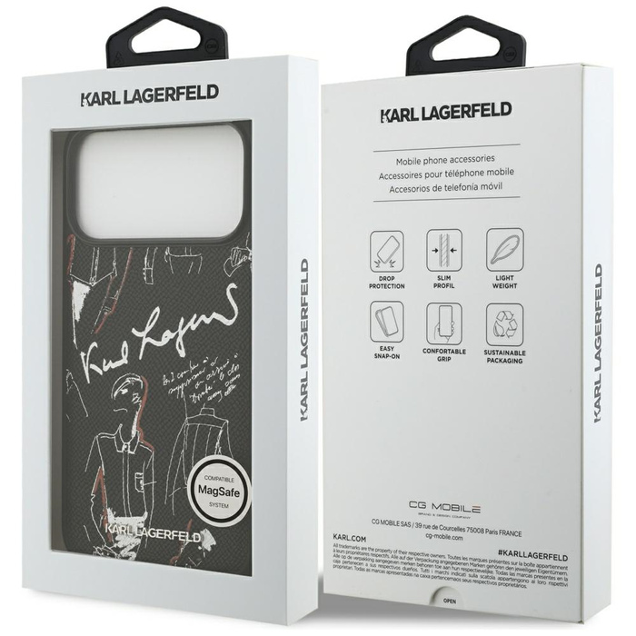 Etui Karl Lagerfeld Grained Pattern &    Logo MagSafe do iPhone 17 Pro Max czarny