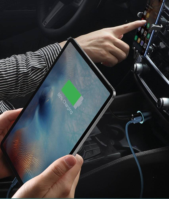 Baseus Golden Contactor Pro Caricabatteria da auto USB rapido tipo C / USB 40 W Power Delivery 3.0 Quick Charge 4+ SCP FCP AFC blu (CCJD-03)