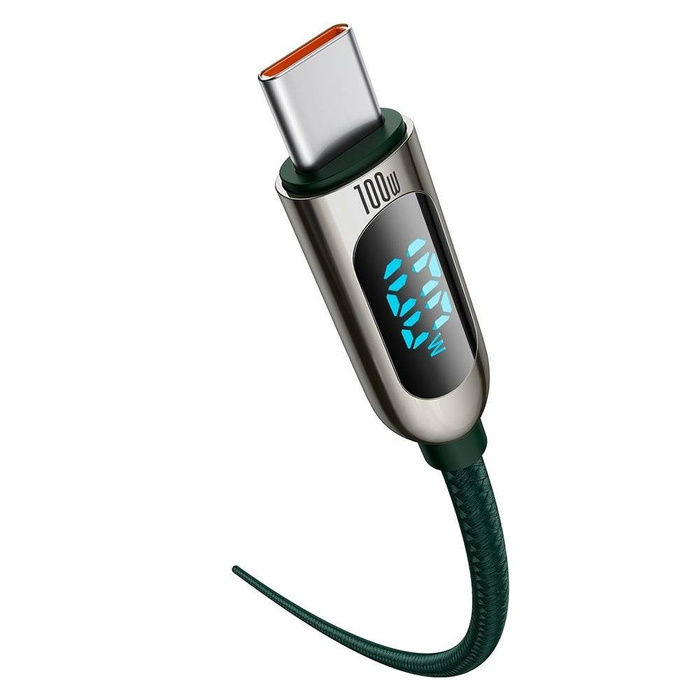 Baseus USB Tipo C - Cavo USB Tipo C 100W (20V / 5A) Alimentazione con display misuratore di potenza 2m verde (CATSK-C06)