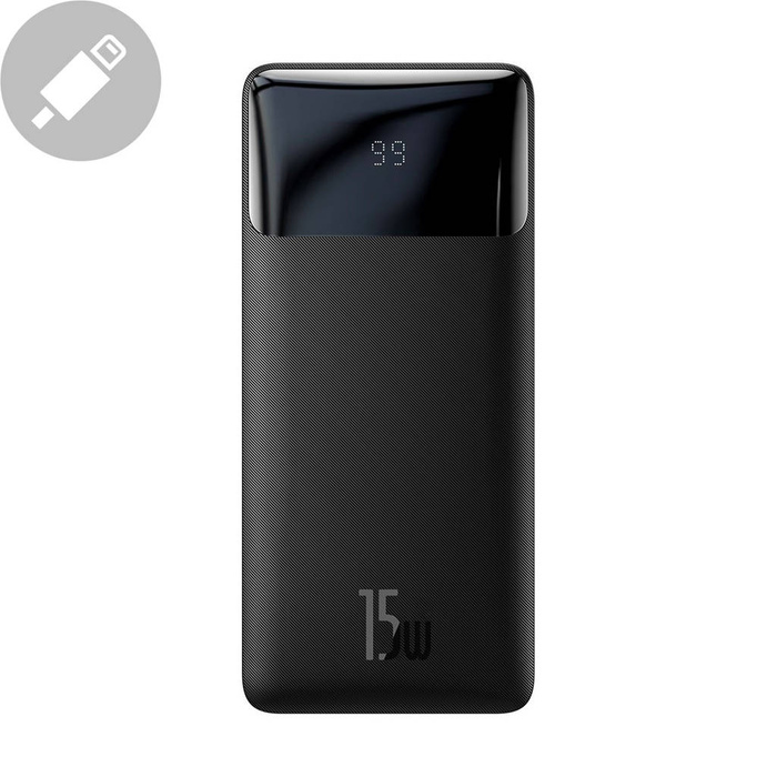 Baseus Bipow powerbank with display 10000mAh 15W black (Overseas Edition) + USB-A - Micro USB 0.25m cable black (PPBD050001)