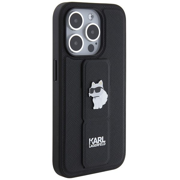 Etui Karl Lagerfeld KLHCP14LGSACHPK iPhone 14 Pro 6.1" czarny/black hardcase Gripstand Saffiano Choupette Pins Case