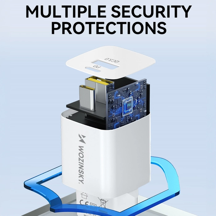 Caricatore da muro Wozinsky WWCEAC GaN USB-A USB-C 33W - bianco