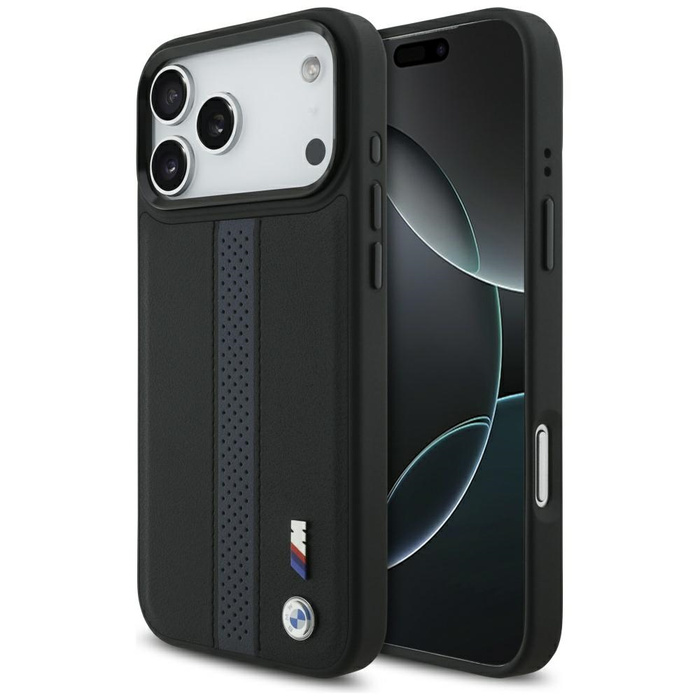 Etui BMW M Perforated Stripe Logo        MagSafe do iPhone 17 Pro Max niebieski