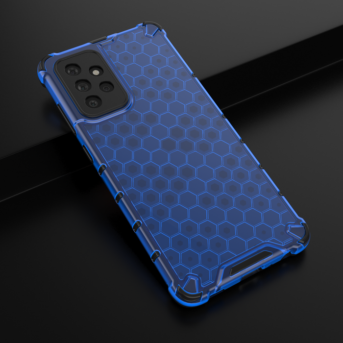 Cover blindata a nido d&#39;ape con cornice in gel per Samsung Galaxy A72 4G blu
