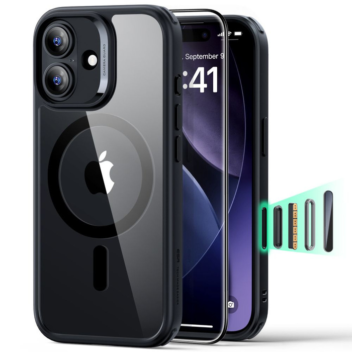 ESR CLASSIC HYBRID MagSafe &amp; GEHÄRTETES GLAS IPhone 17 KLAR/SCHWARZ