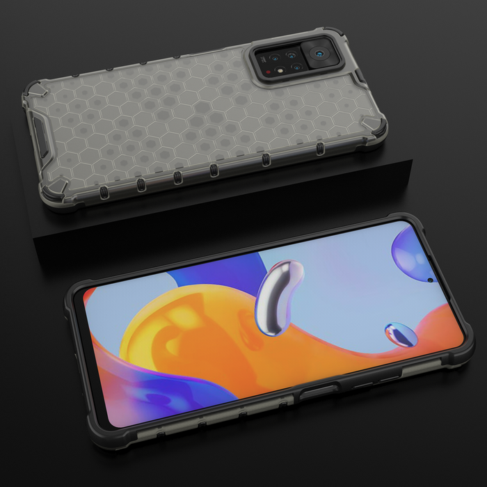 Cover blindata a nido d'ape con cornice in gel per Xiaomi Redmi Note 11 Pro+ / 11 Pro nero