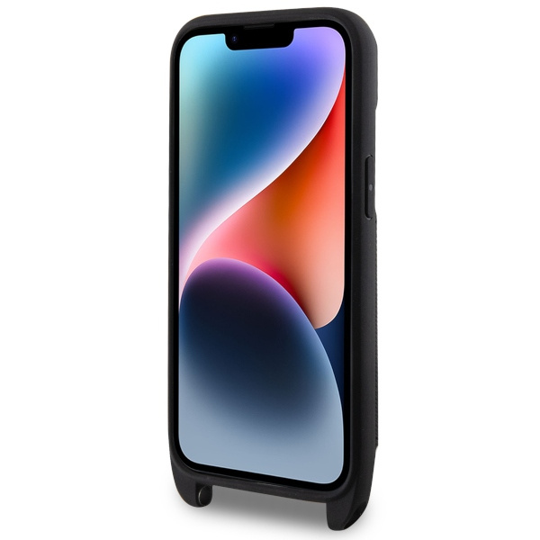 Hülle Karl Lagerfeld KLHCP14SCSAKHPKK iPhone 14 6,1" hartcase schwarz/schwarz Crossbody Saffiano Monogramm Ikonik Case