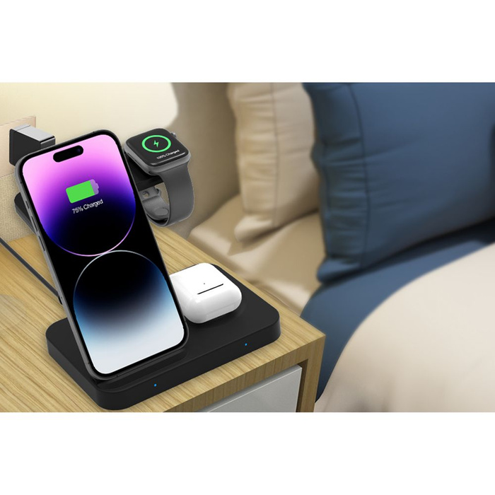 Induktionsladegerät Tech-Protect A11 3 Ladergerät Wireless Charger Schwarz