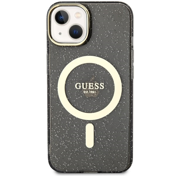 Funda Guess GUHMP14SHCMCGK iPhone 14 6,1" negro/negro durocase Glitter Oro MagSafe Case