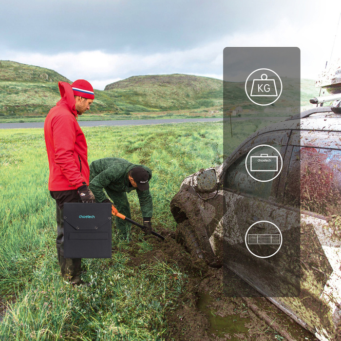 Caricabatterie solare Choetech 100W pieghevole 2x USB 1x USB C PD QC nero (SC009-V2)