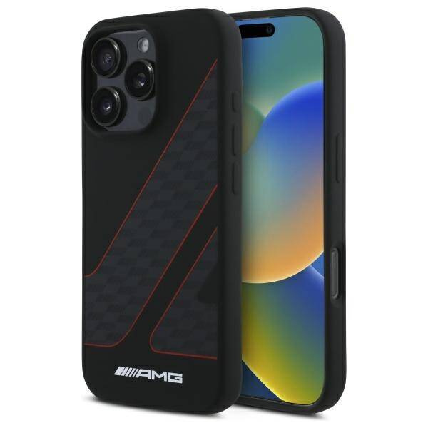 Etui AMG iPhone 16 Pro Max czarny/black hardcase Checkered Flag Pattern MagSafe