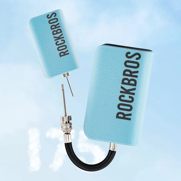 Rockbros 42520006001 elektrische Fahrradpumpe mit Digitalanzeige für Reifen/Bälle/Ballons – Blau