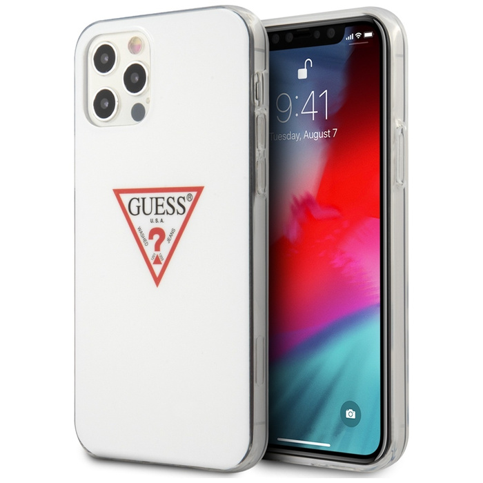 Coque GUESS Apple iPhone 12 12 Pro Triangle Collection GUHCP12MPCUCTLWH White Hardcase