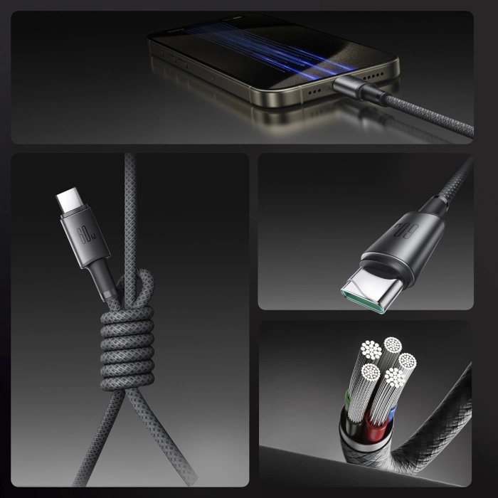 Joyroom S-A50 Unlimited Series 60W USB-C – USB-C-Kabel mit magnetischem Organizer 1,2 m – Grau