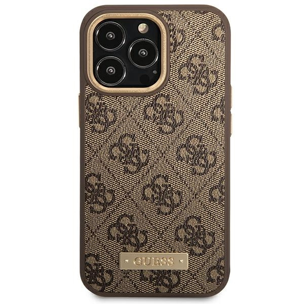 Guess GUHMP14LU4GPRW iPhone 14 Pro 6.1" braun/braun hart case 4G Logo Plate MagSafe