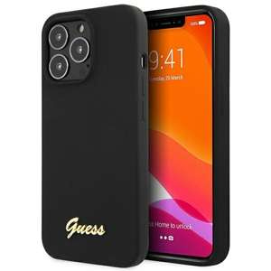 Guess GUHCP13XLSLMGBK iPhone 13 Pro Max 6,7" nero/nerocase Silicone Script Gold Logo