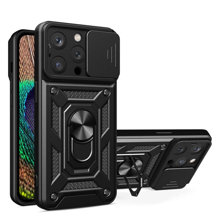 Obal Hybrid Armor Camshield Obal iPhone 14 Pro Max Pancéřový kryt fotoaparátu černý Case