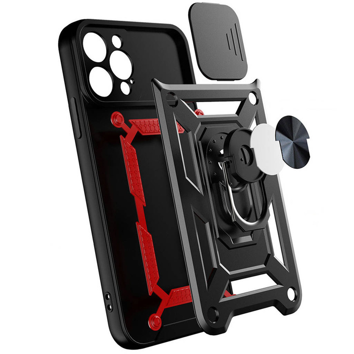 Obal Hybridní Armor Camshield obal Pancéřované pouzdro s krytem fotoaparátu pro Realme 10 Pro černé Case