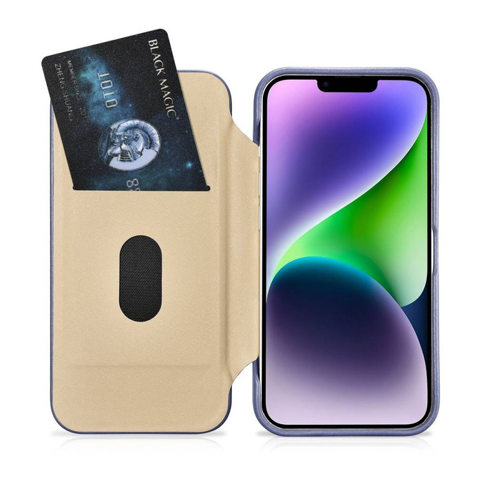 iCarer CE Custodia Folio in Pelle Premium per iPhone 14 Plus Flip Magnetic MagSafe Viola Chiaro (WMI14220715-LP)