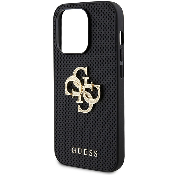 Guess GUHCP15LPSP4LGK iPhone 15 Pro 6.1" noir/noircase Cuir perforé 4G Glitter Logo