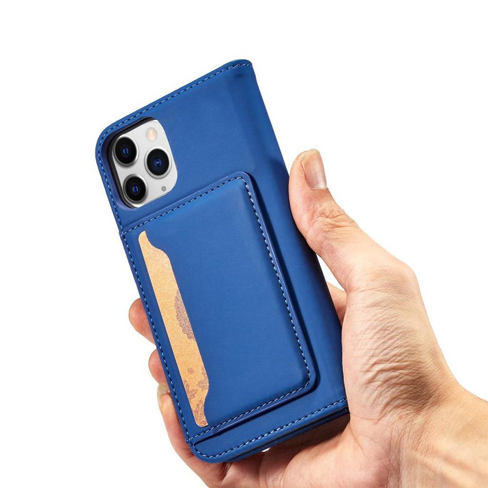 Custodia per carte magnetiche per iPhone 12 porta carte porta carte con copertina blu
