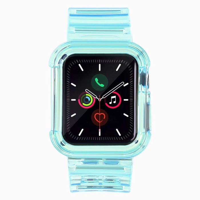 Silikonowa opaska pasek bransoleta bransoletka etui Strap Light Set do zegarka Apple Watch 42 mm - niebieska
