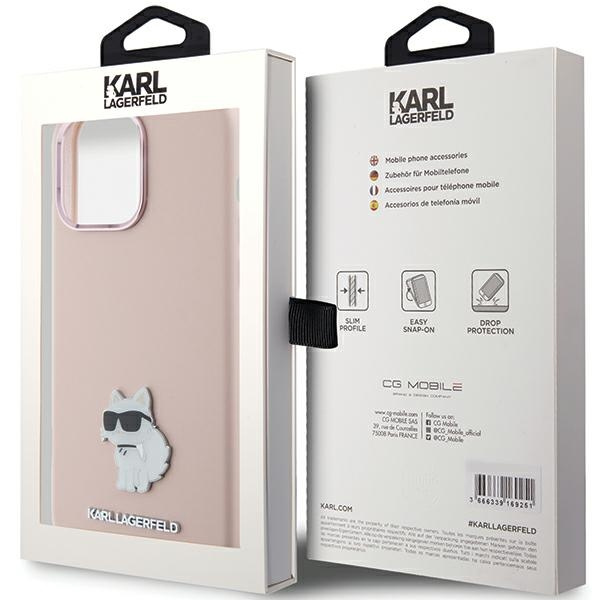 Etui Karl Lagerfeld KLHCP15LSMHCNPP iPhone 15 Pro 6.1" różowy/pink Silicone Choupette Metal Pin Case