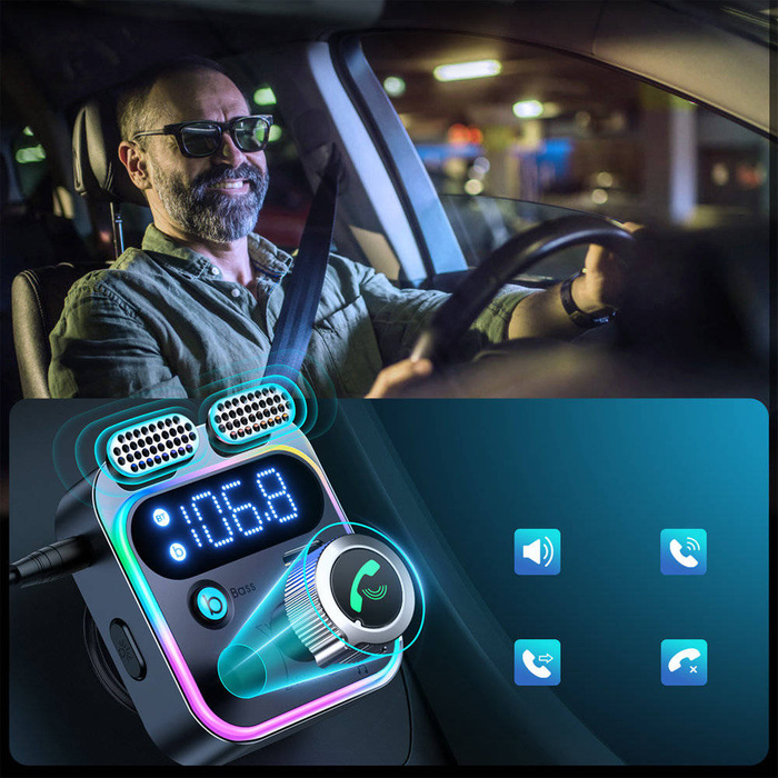 Joyroom FM vysílač / nabíječka auto 48W PPS/PD/QC3.0 černý (JR-CL16)